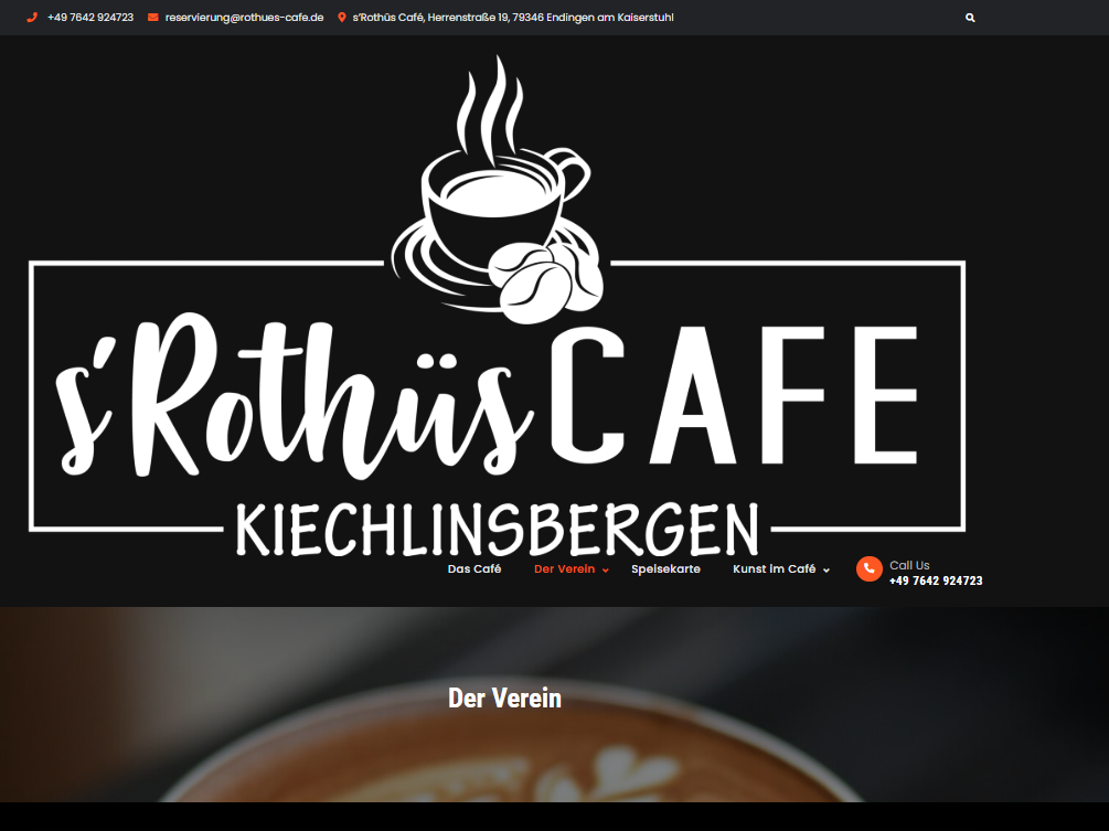 Screenshot der Website Rothues Café